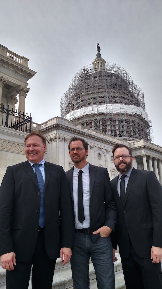 Pictured (L-R): NSAI Board member Tim Nichols, Jimmy Yeary and Deric Ruttan. NSAIs Bart Herbison, Jennifer Turnbow and Libby Oellerich.