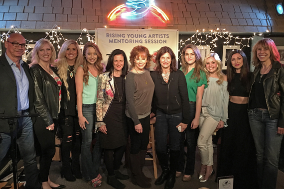 Pictured (L-R): Tim Godwin (Taylor Guitars), Beverly Keel (MTSU; Change the Conversation Co-founder), Lexi Mackenzie, Kalie Shorr, Leslie Fram (CMT; Change the Conversation Co-founder), Reba McEntire, Tracy Gershon (Rounder Records Group; Change the Conversation Co-founder), Alana Springsteen, Savannah Keyes & Allison Veltz, Erika Wollam Nichols (The Bluebird Cafe). Photo. Justin McIntosh