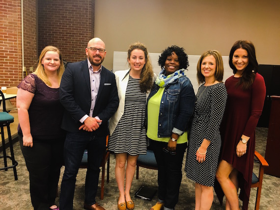 Pictured (L-R): Lisa Nolan (SOLID University Outreach Co-Chair/ For the Record Entertainment), Tim Gray (SOLID University Outreach Chair/ Grayscale Entertainment Marketing), Faithe Parker (Marbaloo), Chitquita McCarthur (SONY), Hannah Clark (Ryman Hospitality Properties) and Halie Hampton (Maverick Management)