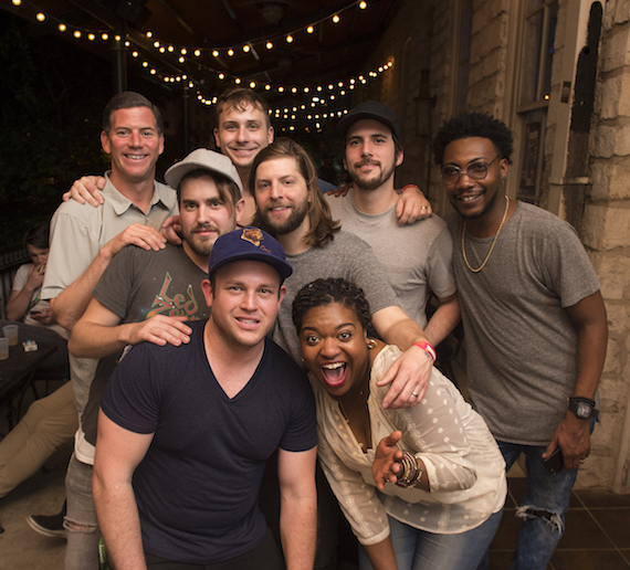 BMI's Mark Mason gathers for a photo with Welshly Arms at BMI's Indie Rock Showcase during SXSW at Trinity Hall at Old School on March 17, 2016, in Austin, TX. (Erika Goldring Photo)