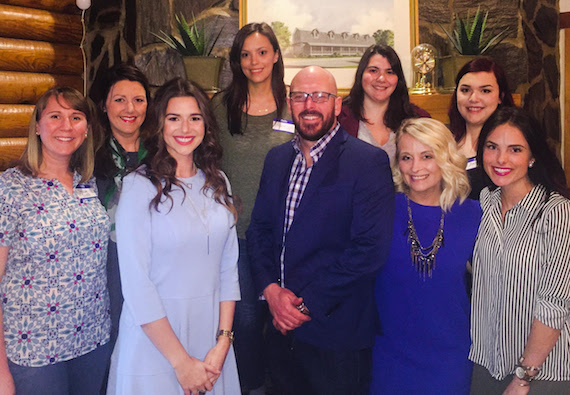 Top row (L-R): Kristen England, WMBA Events and Education Co-Chair Meredith Bunch, WMBA Events and Education Co-Chair Julia Grimoldi, WMBA Secretary Dana Lalevee, WMBA President Bottom row (L-R): Stacy Scism, WMBA Vice President Holly Lane, Director, Brand Marketing & Strategic Partnerships at Country Radio Broadcasters Tim Gray, President and CEO of Grayscale Entertainment Tiffany Kerns, Community Outreach Manager at CMA Michelle Jacobs, Agent - Brand Partnerships at WME