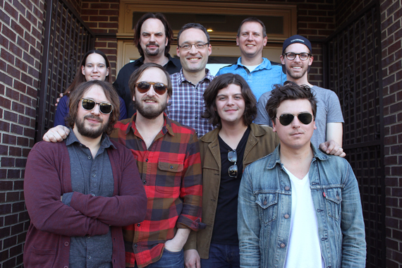 The Wild Feathers pose with MusicRow staff.