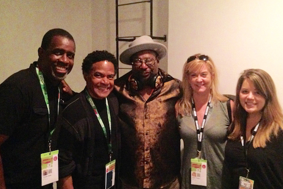 SESACs Trevor Gale, James Leach, Ellen Truley and Liz Cost visit with funk music legend George Clinton before he hit the stage for a three hour show. 