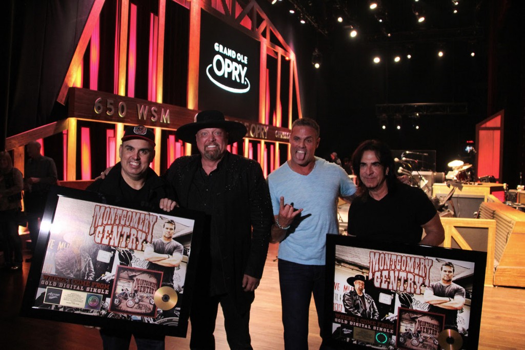 Pictured (L-R): Shannon Houchins, CEO/President-Average Joes Entertainment; Eddie Montgomery, Troy Gentry, Doug Kaye, V.P. Sales/Finance, Average Joes Entertainment 