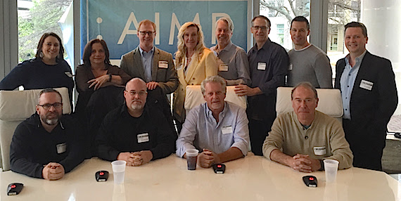 Pictured: Row One: Steve Markland, Marc Driskill, Chris Farren, Mark Brown; Row Two: Kari Barnhart (5/3 Bank) Denise Nichols (The Primacy Firm), John Ozier (AIMP Ex. Director/ole}, Ree Guyer Buchanan (AIMP Treasurer/Wrensong Music), Randy Wachtler (Warner/Chappell Production Music), Craig Currier (peermusic), Brad Peterson (5/3 Bank), John Allen (New West Records/Publishing) 