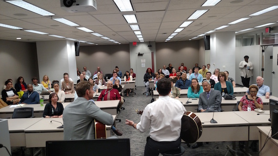 Ashley Gorley and Lee Thomas Miller play for staff at the U.S. Copyright Office. 