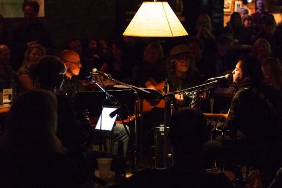 Pictured (L-R): Gordon Kennedy, Wayne Kirkpatrick, Phil Madeira and Amy Stroup performed an intimate round at the Bluebird Cafe. Photo: Jason Delkou Photography