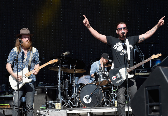 "LAS VEGAS, NEVADA - APRIL 02: Musicians John Osborne (L) and TJ Osborne of the Brothers Osborne perform onstage at the 4th ACM Party for a Cause Festival at the Las Vegas Festival Grounds on April 2, 2016 in Las Vegas, Nevada. (Photo by Rick Diamond/Getty Images for ACM)"