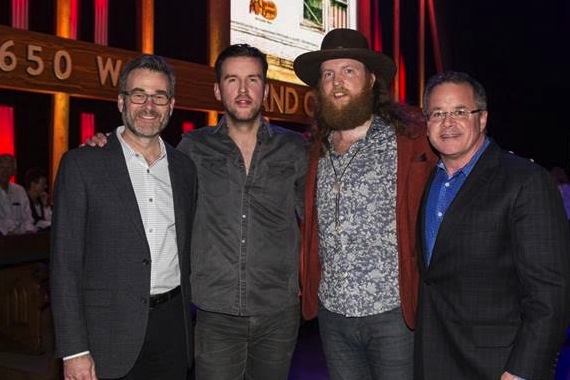 Pictured (L-R): Steve Buchanan, Opry Entertainment Group President; TJ Osborne; John Osborne; Pete Fisher, Grand Ole Opry VP/GM. Photo: Rachael Black for the Grand Ole Opry