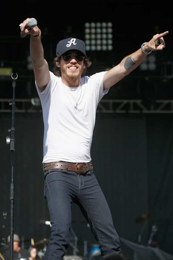 "LAS VEGAS, NEVADA - APRIL 02: Singer Chris Janson takes a selfie while performing onstage at the 4th ACM Party for a Cause Festival at the Las Vegas Festival Grounds on April 2, 2016 in Las Vegas, Nevada. (Photo by Isaac Brekken/Getty Images for ACM)"