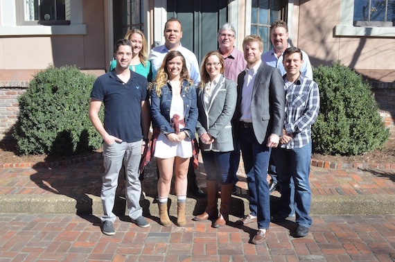 Pictured (Back row, L-R): Morgan Kenney, WME; Mark Noel, Longshot Management; Chris Oglesby, BMG; Rob Beckham, WME. (Front row, L-R): Kevin Lane, WME; Emily Reid; Sara Knabe, BMG; Kos Weaver, BMG; Daniel Lee, BMG. (Not pictured: Rob Baker, Longshot Management) 