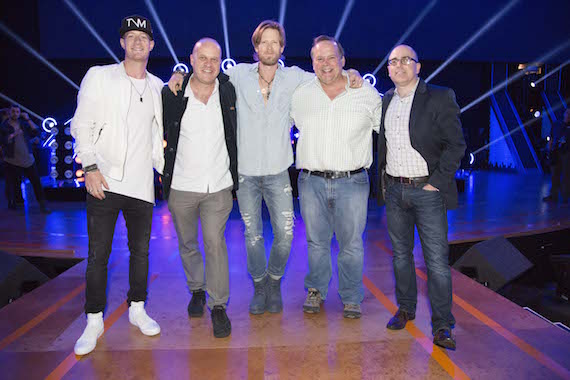 Pictured (L-R): FGLs Tyler Hubbard; Executive Producer Richard Godfrey; FGLs Brian Kelley; Executive Producer Tom Forrest; Executive Producer Mark Bracco.