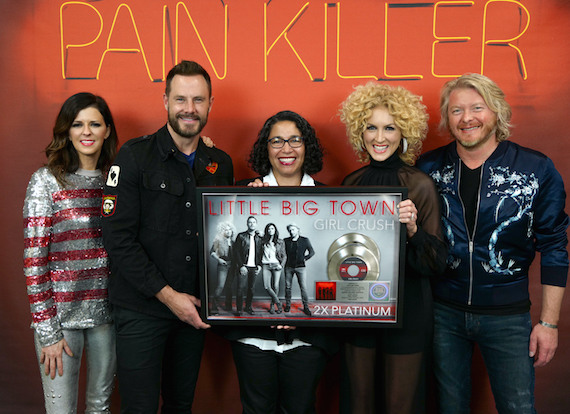 Pictured (L-R): LBTs Karen Fairchild and Jimi Westbrook, RIAA EVP Public Policy & Industry Relations Michele Ballantyne, LBTs Kimberly Schlapman and Phillip Sweet. Photo: Becky Fluke 