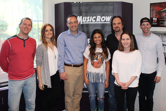 Alyssa Micaela with MusicRow staff. Pictured (L-R): Troy Stephenson, Molly Hannula, Craig Shelburne, Micaela, Sherod Robertson, Jessica Nicholson, Eric Parker