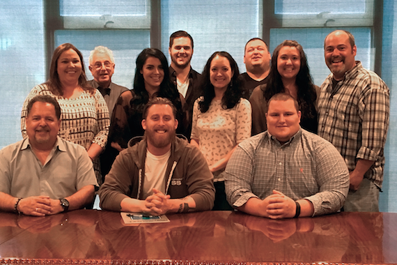 Pictured (L-R): Tony Conway, Ontourage Management; Amy Aylward, Agent, Buddy Lee Attractions; David Kiswiney, Sr. Vice President, Buddy Lee Attractions; Kat Boggs, Agent, Buddy Lee Attractions; Jesse Keith Whitley; Grayson Flatness, Agent, Buddy Lee Attractions; Zinnia Martinez, Agent, Buddy Lee Attractions; John Roberson, Agent, Buddy Lee Attractions; Aura Guadagno, Agent, Buddy Lee Attractions; Joe Lee, Agent, Buddy Lee Attractions. (seated) Mike Meade, Vice President, Buddy Lee Attractions.