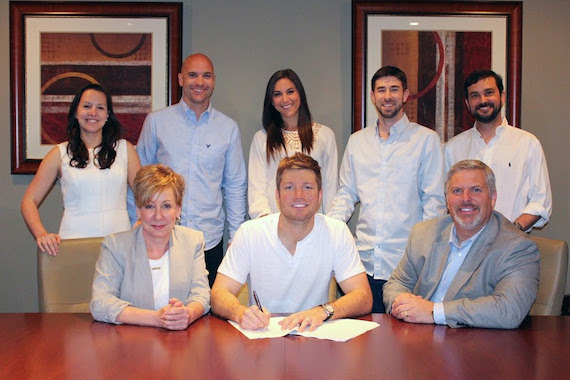 Pictured (L-R): Attorney Lauren Kilgore; Black River Publishing's Celia Froehlig; ASCAP's Robert Filhart; Jacob Davis; Black River Publishing's Kelly Bolton; Black River Publishing's Dave Pacula; Black River Entertainments Gordon Kerr; attorney T.D. Ruth. 