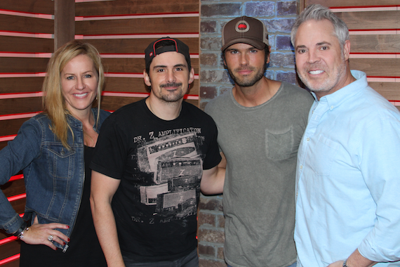 Brad Paisley debuted "Without A Fight" on 'America's Morning Show' on Friday, May 13. Pictured (L-R): Kelly Ford, Brad Paisley, Chuck Wicks and Blair Garner