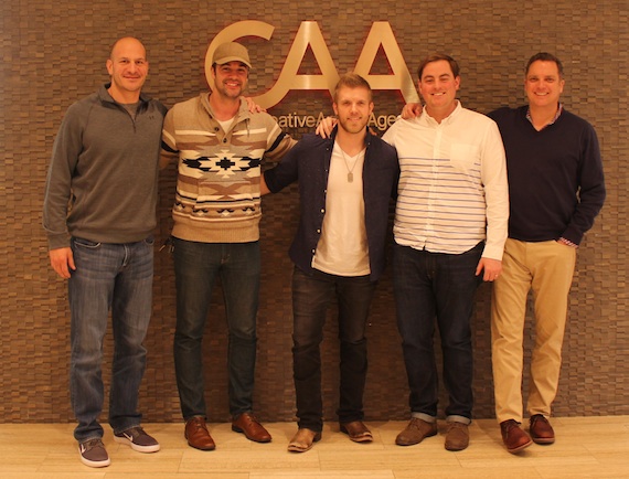 Pictured (L-R): Brett Saliba, CAA; Jared Evans, Red Light Management; Brandon Ray; Justin Cahill, CAA; Brian Hill, CAA