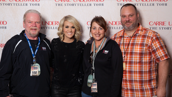 Pictured (L-R): WNCY PD Dan Stone; 19 Recording/Arista Nashville's Carrie Underwood; WNCY MD Charli McKenzie; Arista Nashville Regional Promo Manager Luke Jensen 