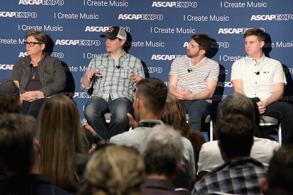 Pictured (L-R): Songwriter Bonnie Baker; Cornman Music GM & VP, Creative, Nate Lowery; Black River Entertainment Creative Director Dave Pacula; Songwriter Forest Glen Whitehead speak during the 'This Is Country Music' panel, part of the 2016 ASCAP "I Create Music" EXPO. Photo: Tommaso Boddi/Getty Images for ASCAP