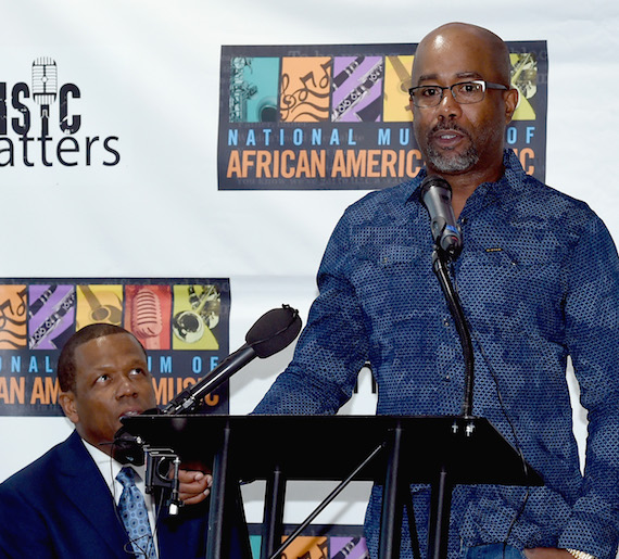 Pictured: Kevin P. Lavender NMAAM Board/Fifth Third Bank and Singer/Songwriter/NMAAM National Chairperson Darius Rucker attend NMAAM National Chairs And Fundraising Progress Press Conference at Nashville Visitor Center on May 2, 2016 in Nashville, Tennessee. Photo by Rick Diamond/Getty Images for National Museum of African American Music