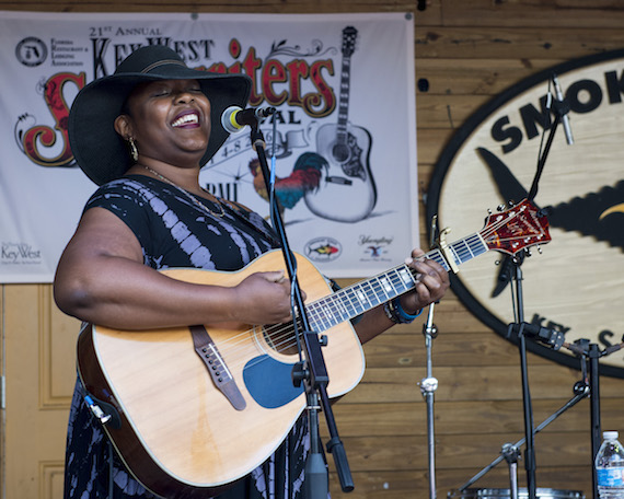 Kyshona Armstrong performs at the Smokin' Tuna Saloon during Key West Songwriters Festival on May 5, 2016. (Erika Goldring Photo)