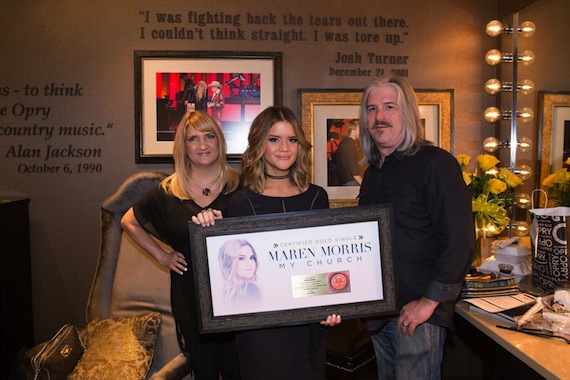 Pictured (L-R): Kellie Morris, Maren Morris, Scott Morris. Photo: Rachael Black/Grand Ole Opry