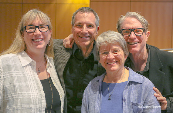 Pictured (L-R): Erin Huttlinger; Brian Gavron, MD, host and series coordinator; Dr. Lori Wick and Americana artist Sam Baker, the latest guest speaker at the Pete and Erin Huttlinger Series on Humanities in Medicine. Photo: Susan Roads 