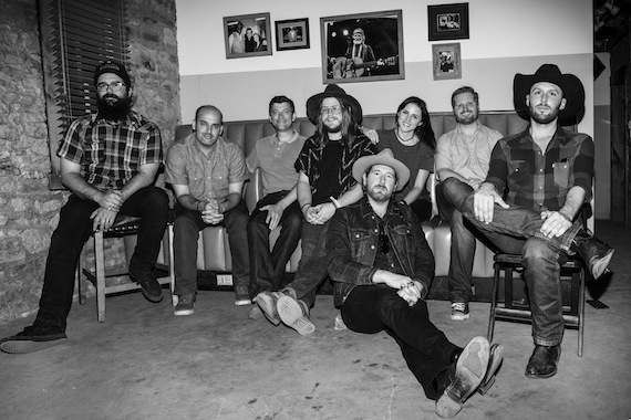 Pictured (L-R): Pat Adams, The Quaker City Night Hawks; Jonathan Insogna, WME; Logan Rogers, Lightning Rod Records; Sam Anderson, The Quaker City Night Hawks; Aaron Haynes, Sierra Bloodgood, C3 Management; Ryan Matteson, The Quaker City Night Hawks; David Matsler, The Quaker City Night Hawks. Photo credit: Lightning Rod Records 