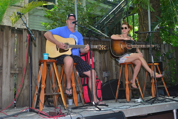 Songwriters Brian White and Jesse Lee perform at the Brunch. 