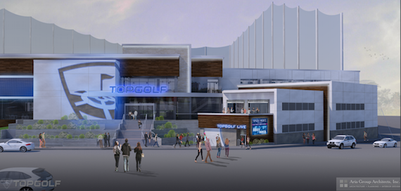 Rendering of Topgolf Nashville. Used by permission.