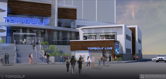 Rendering of Topgolf Nashville. Used by permission.