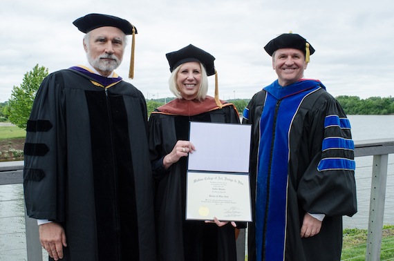  Pictured (L-R): Samuel E. Stumpf Jr., Watkins Board of Trustees Chair; Callie Khouri; J. Kline, President