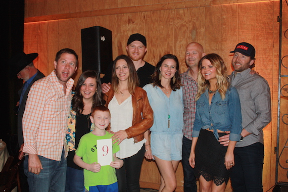 Pictured (L-R): The Bobby Bones Shows Lunchbox, St. Jude Patient Mack, Natalie Harker & Eric Paslay, Carrie and Rod Phillips, and the Bobby Bones Shows Amy 