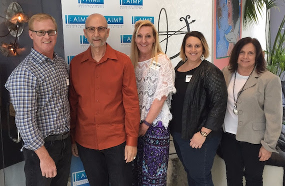 Pictured (L-R): John Ozier, ole, AIMP Exec. Director; David M Ross; Ree Guyer Buchanan, Wrensong Music, AIMP Treasurer; Kari Barnhart, Fifth Third Bank); Denise Nichols, The Primacy Firm.