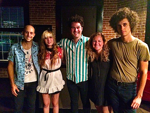 Pictured (L-R): Walking Man's Jonathan Draper, songwriter Chloe Kat, Walking Man's Mick Utley, BMI's Nina Carter and songwriter Ron Gallo. 