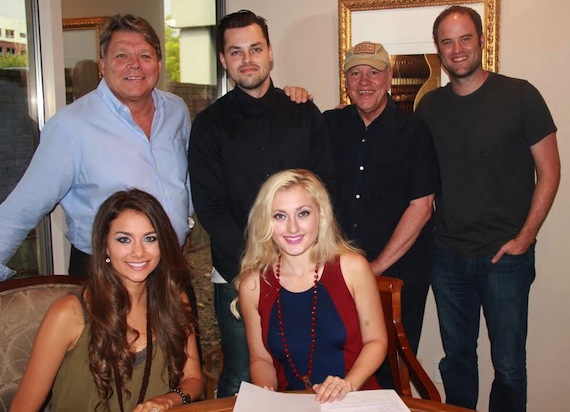 Pictured (L-R) Back row: BMIs David Preston, producer Brennan Aerts, Stormey Music Recordings Billy Aerts and producer Jason Hall. Seated: BMI songwriters and The Damsels Aubree Bullock and Keenie Word.