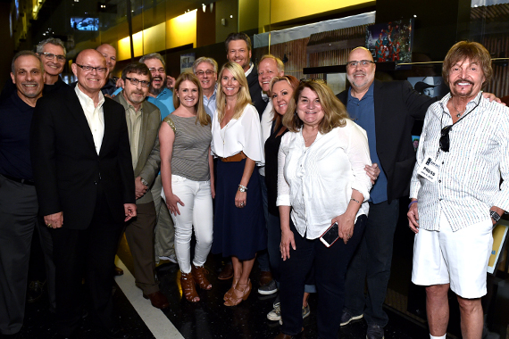 Pictured (L-R):John Shomby/Cumulus,RJ Curtis/All Access,Mike Hammond,Rod Phillips/iHeart,Joel Raab,Patrick Thomas/Silverfish Media,Kimsey Kerr/WSIX,Charlie Cook/Cumulus,Kristen Williams/WMN,Blake Shelton,Kurt Johnson/Townsquare,Robin Rhodes/Premiere,Rosemary Young/Premiere,Kevin Herring/WMN,Coyote Calhoun