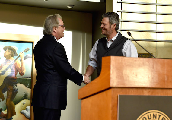 NASHVILLE, TN - JUNE 06: CEO of the Country Music Hall of Fame and Museum Kyle Young and singer-songwriter Blake Shelton attend the debut of the "Blake Shelton: Based on a True Story" Exhibit at Country Music Hall of Fame and Museum. Photo: John Shearer/Getty Images for Country Music Hall Of Fame & Museum