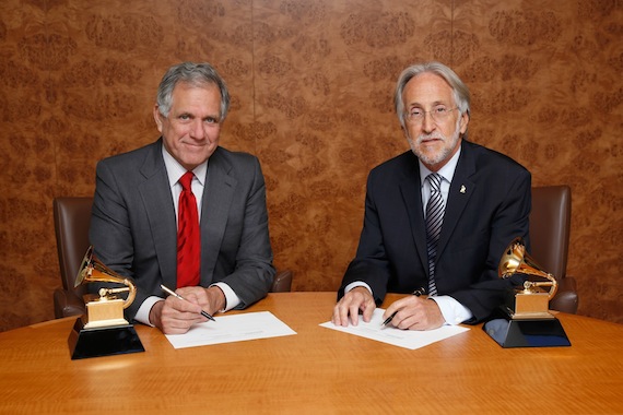 Pictured (L-R): Leslie Moonves, CBS; Neil Portnow, The Recording Academy. Photo: Monty Brinton/CBS