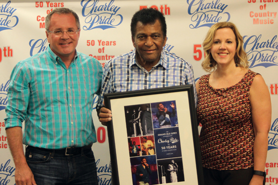 Pictured (L-R): Pete Fisher, Charley Pride, Gina Keltner. 