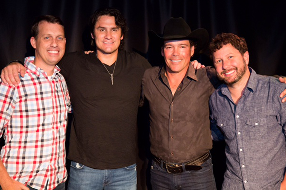 Pictured (L-R): Tige (The Big 98 WSIX), Joe Nichols, Clay Walker and Daniel (The Big 98 WSIX). 