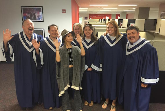 Names (L-R): Dollar Bill (Morning Host), Todd Robbins (WTXT PD), Madison (Morning Host, Ellen Leffel (Promotions), Lacey Walker (Promotions) Tom Hanrahan (OM/PD)