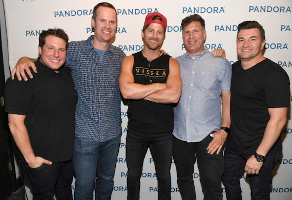 Pictured (L-R): Mike Spinella, ?Senior Director, Original Content, Pandora; Tim Westergren, Founder and CEO, Pandora; Kip Moore; Lars Murray, Vice President of Industry Relations, Pandora; Jeff Zuchowski, Vice President of Industry Relations, Pandora. Photo: Jason Davis/Getty Images for Pandora Media