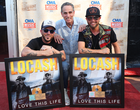 Pictured (L-R): Chris Lucas, Locash; David Ross, President/CEO, Reviver Records; Preston Brust, Locash. Photo: Webster PR