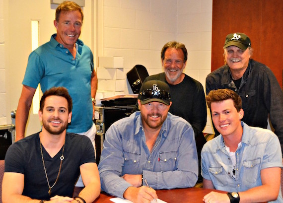 Front Row (L-R): Waterloo Revivals Cody Cooper, Toby Keith, Waterloo Revivals George Birge. Back Row (L-R): TKO Artist Managements TK Kimbrell, Show Dog Nashville General Manager George Nunes, Show Dog Nashville VP Promotion Rick Moxley 