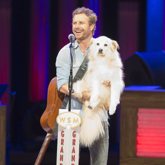 Dierks Bentley and Jake at the singer's 10th anniversary as an Opry member. Photo: Chris Hollo/Grand Ole Opry