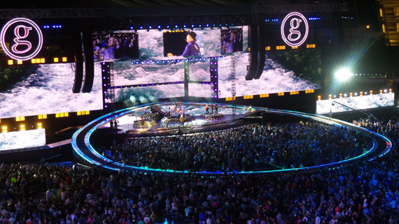 Garth Brooks takes over Yankee Stadium in New York City for a second consecutive night on Saturday, July 9, 2016.