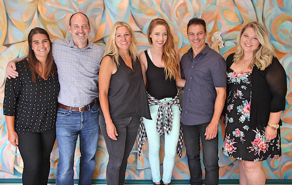 Pictured (L-R): Cassetty Entertainments Helena Capps and Todd Cassetty, BMIs Leslie Roberts, BMI songwriter Kalie Shorr, writerslists Christy DiNapoli and Nicole Wyatt 