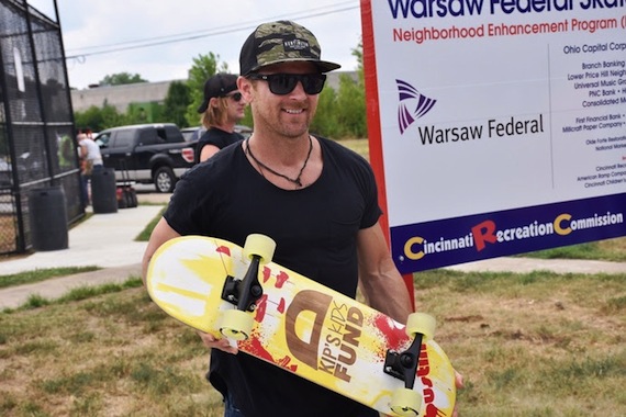 Kip Moore at the opening of Warsaw Federal Skatepark in Cincinnati